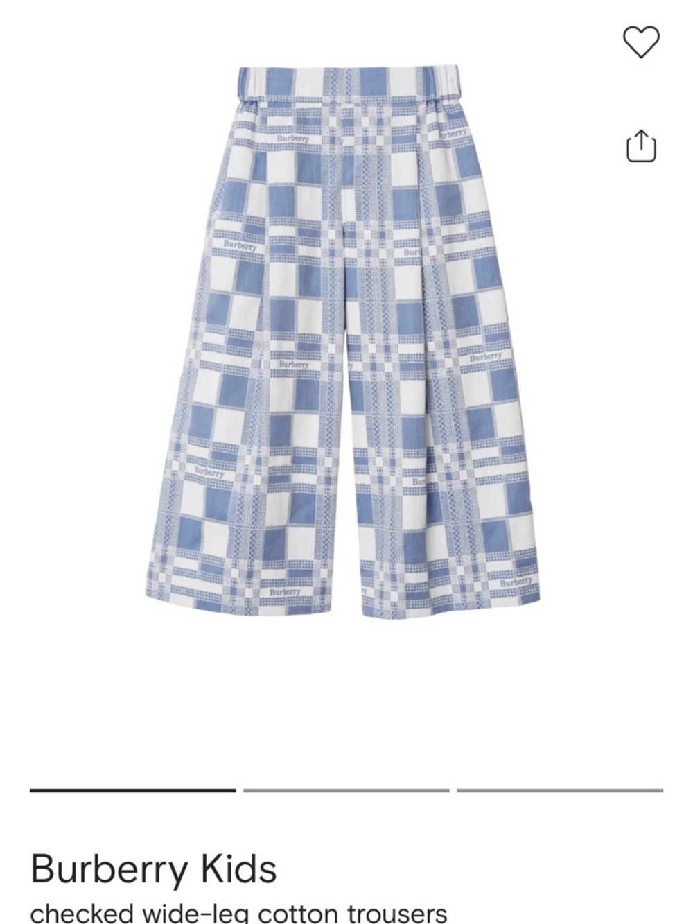 Burberry Blue and White Checked Logo pants